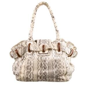 Salvatore Ferragamo Snakeskin Ivory Cream Leather Bag Shoulder Hobo Handbag Tote